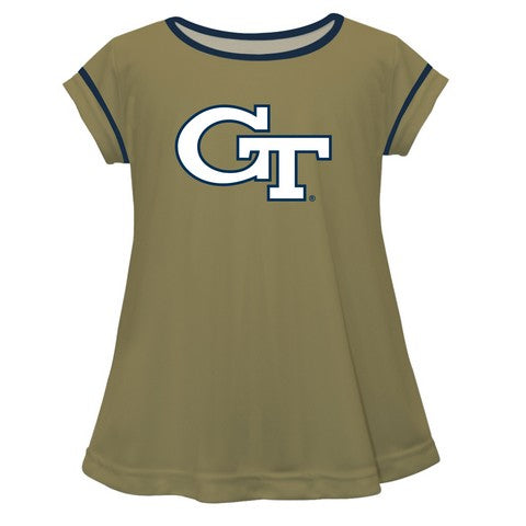Georgia Tech Solid Gold Girls Laurie Top Short Sleeve by Vive La Fete