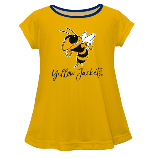 Georgia Tech Solid Yellow Girls Laurie Top Short Sleeve by Vive La Fete