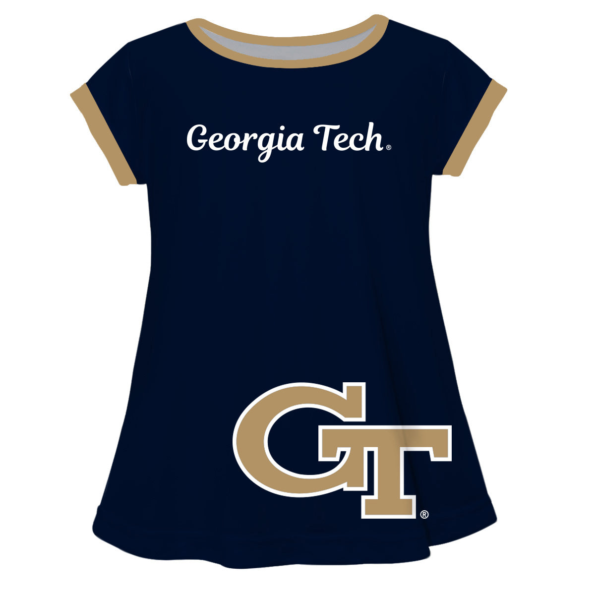 Georgia Tech Yellow Jackets Big Logo Blue Short Sleeve Girls Laurie Top by Vive La Fete