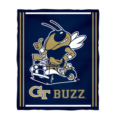 Georgia Tech Yellow Jackets Kids Game Day Blue Plush Soft Minky Blanket 36 x 48 Mascot