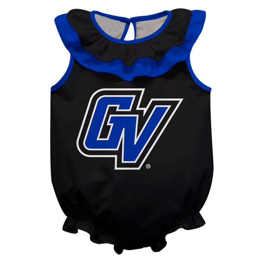 Grand Valley State Lakers Black Sleeveless Ruffle One Piece Jumpsuit Mascot Bodysuit by Vive La Fete