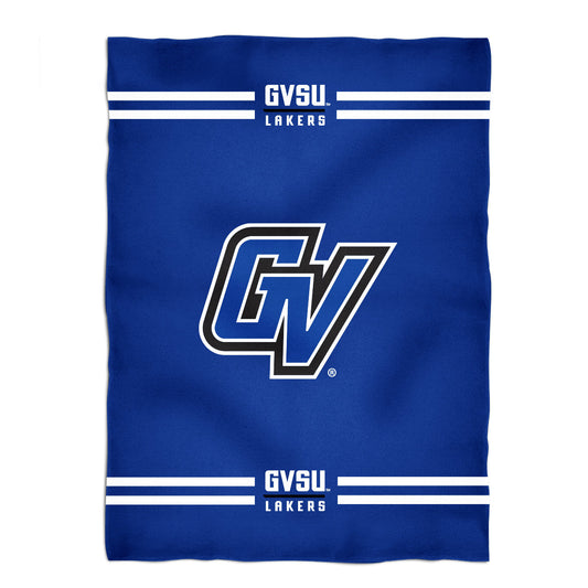 Grand Valley State Lakers Game Day Soft Premium Fleece Blue Throw Blanket 40 x 58 Logo and Stripes