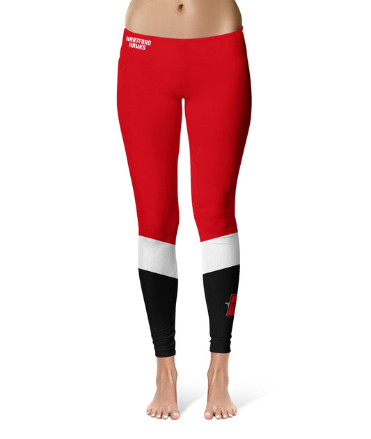 University of Hartford Hawks Vive La Fete Game Day Collegiate Ankle Color Block Women Red Black Yoga Leggings