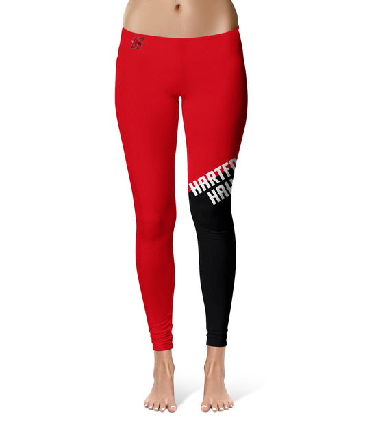 University of Hartford Hawks Vive La Fete Game Day Collegiate Leg Color Block Women Red Black Yoga Leggings