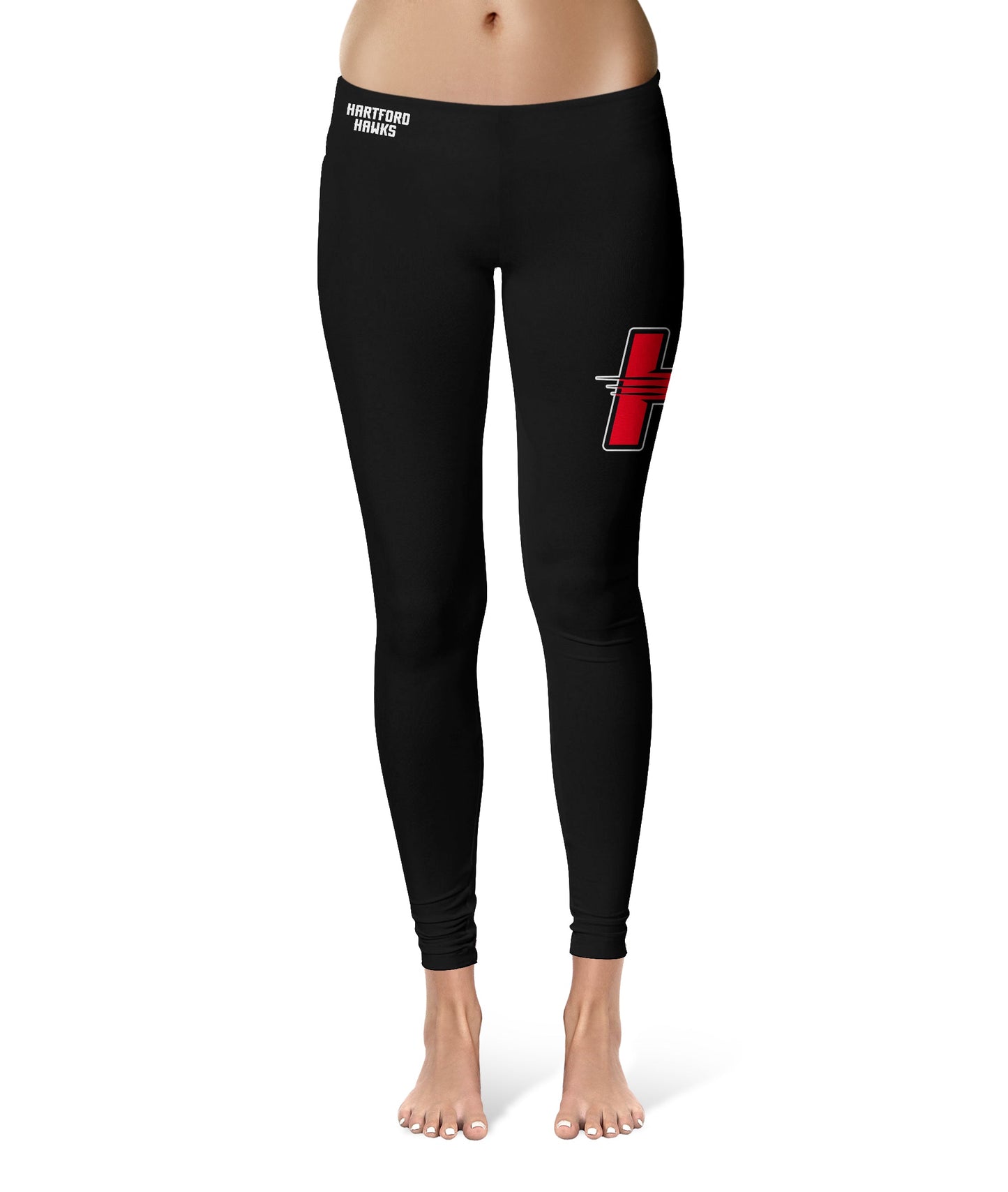 Hartford Hawks Vive La Fete Game Day Collegiate Large Logo on Thigh Women Black Yoga Leggings 2.5 Waist Tights