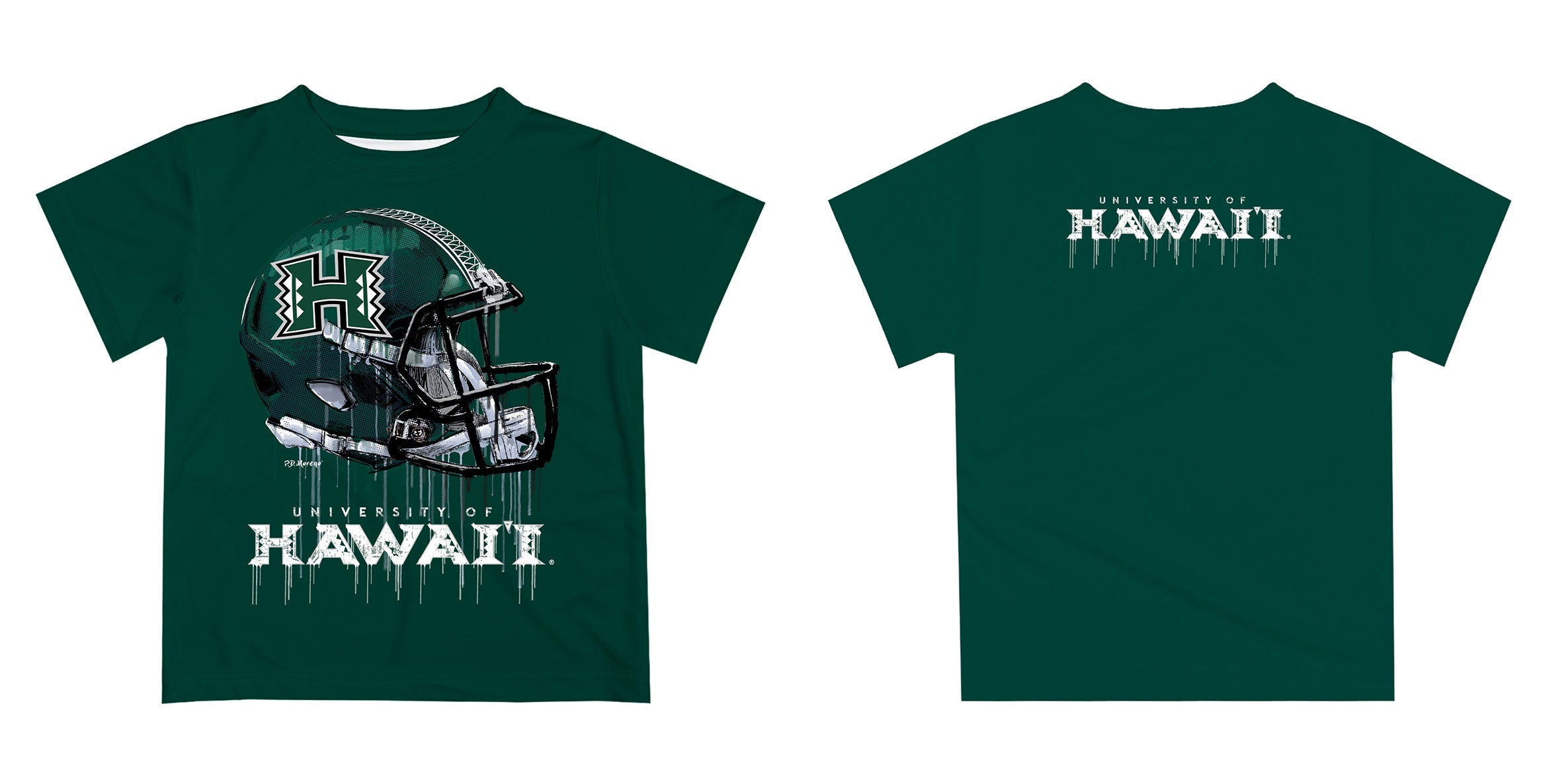 浜田雅功　HAMADA COLLEGE FOOTBALL TEE Hawaii Rainbow Warriors Original Dripping Football Helmet