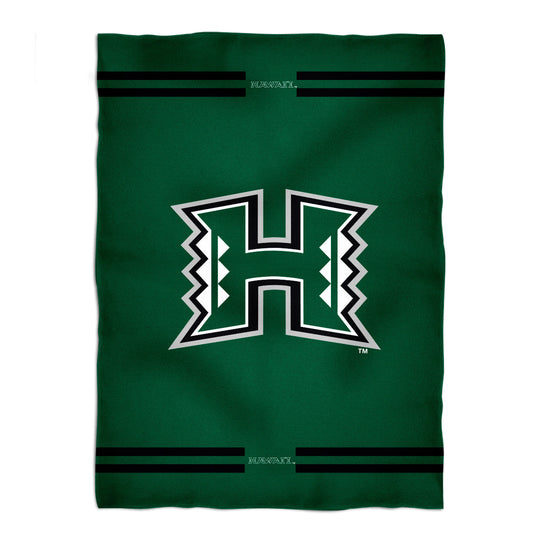 Hawaii Rainbow Warriors Game Day Soft Premium Fleece Green Throw Blanket 40 x 58 Logo and Stripes