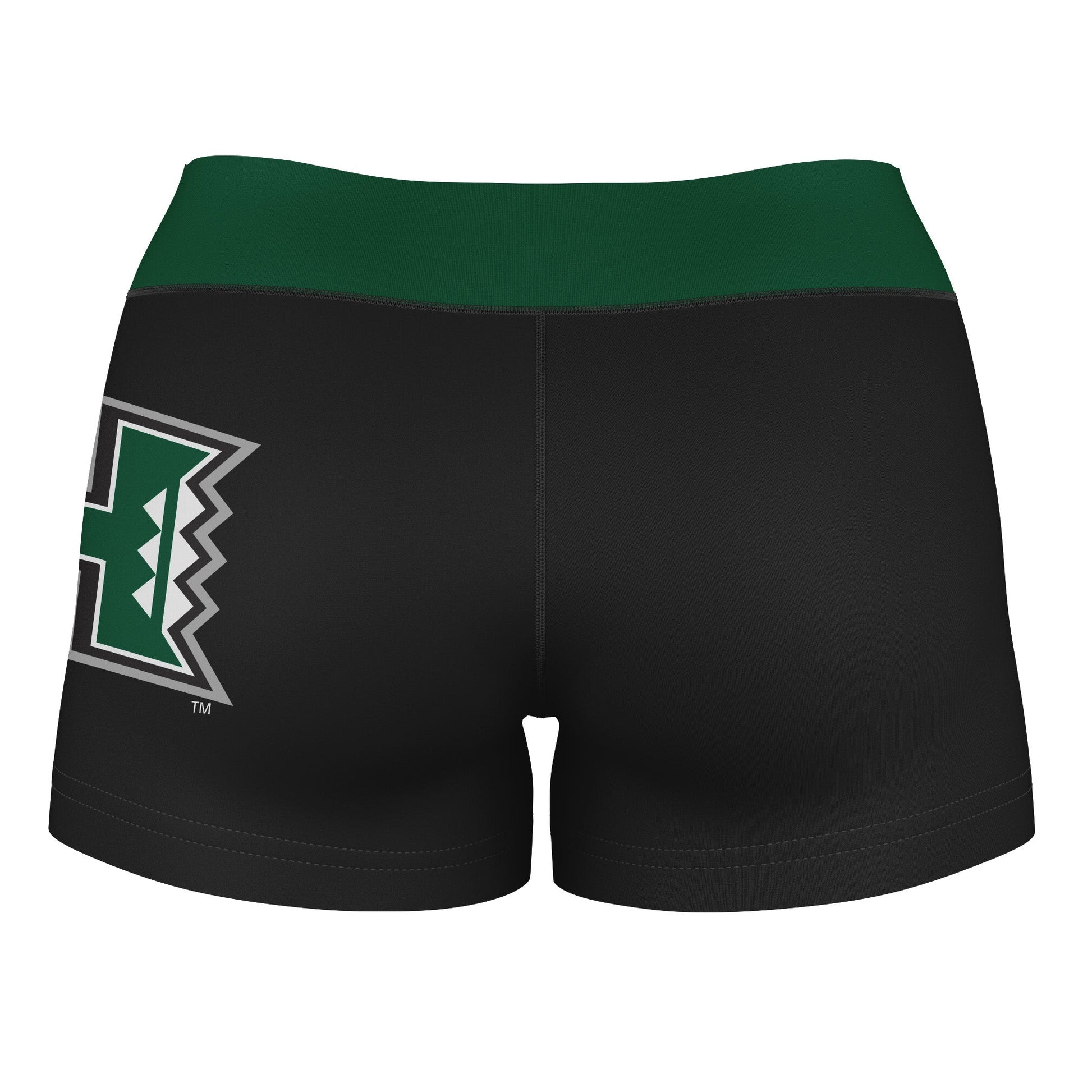 Hawaii Warriors Vive La Fete Logo on Thigh & Waistband Black & Green Women Yoga Booty Workout Shorts 3.75 Inseam" - Vive La F̻te - Online Apparel Store