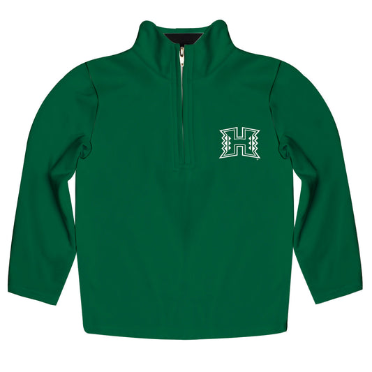 Hawaii Rainbow Warriors Game Day Solid Green Quarter Zip Pullover for Infants Toddlers by Vive La Fete