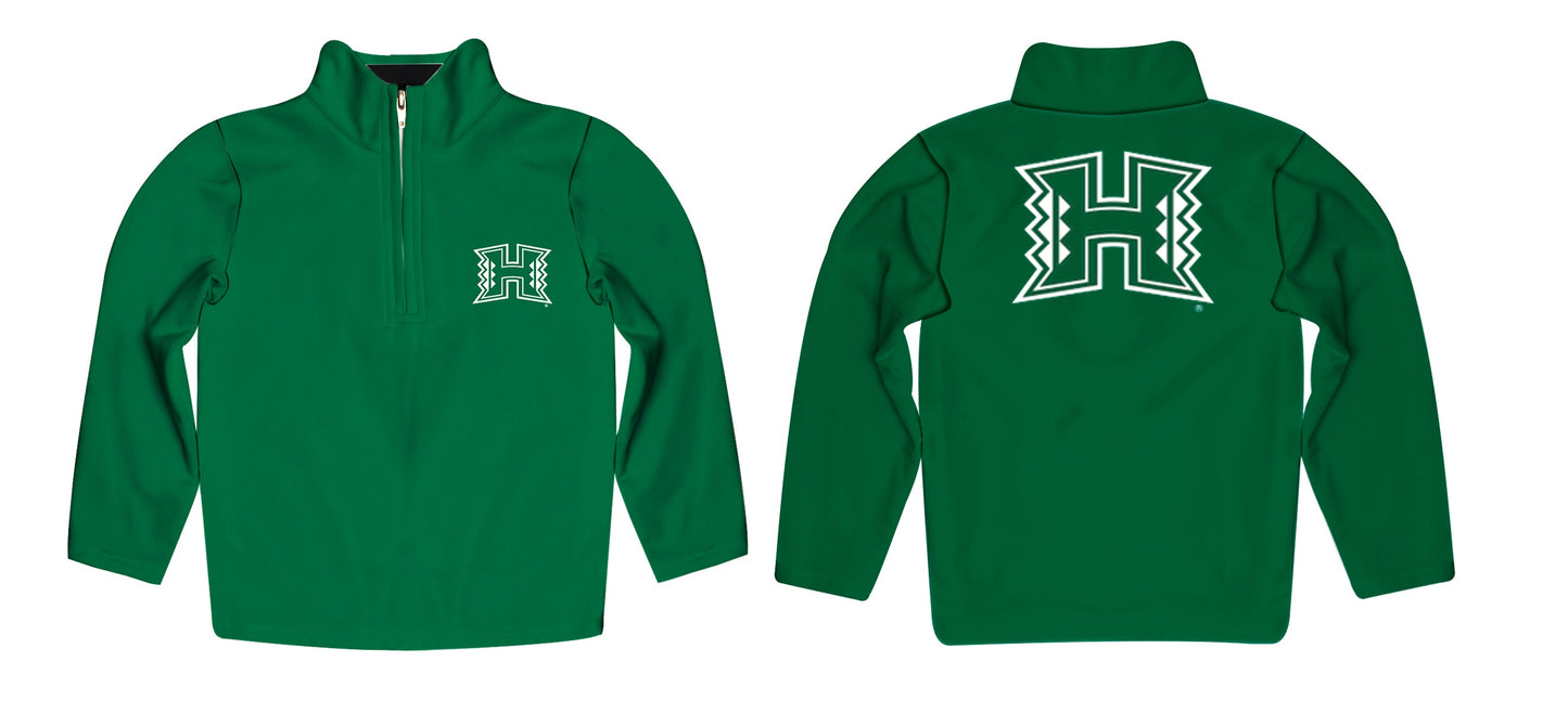 Hawaii Rainbow Warriors Game Day Solid Green Quarter Zip Pullover for Infants Toddlers by Vive La Fete