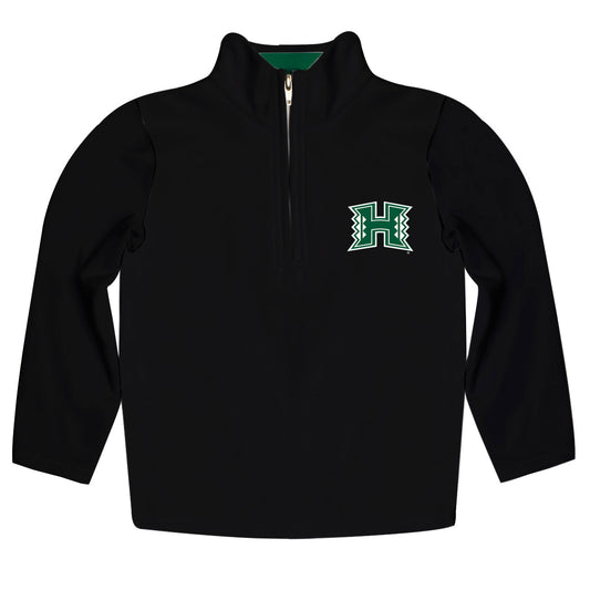 Hawaii Rainbow Warriors Game Day Solid Black Quarter Zip Pullover for Infants Toddlers by Vive La Fete