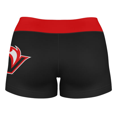 Hawaii Hilo Vulcans Vive La Fete Logo on Thigh and Waistband Black and Red Women Yoga Booty Workout Shorts 3.75 Inseam" - Vive La F̻te - Online Apparel Store