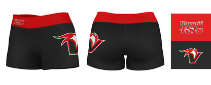 Hawaii Hilo Vulcans Vive La Fete Logo on Thigh and Waistband Black and Red Women Yoga Booty Workout Shorts 3.75 Inseam" - Vive La F̻te - Online Apparel Store