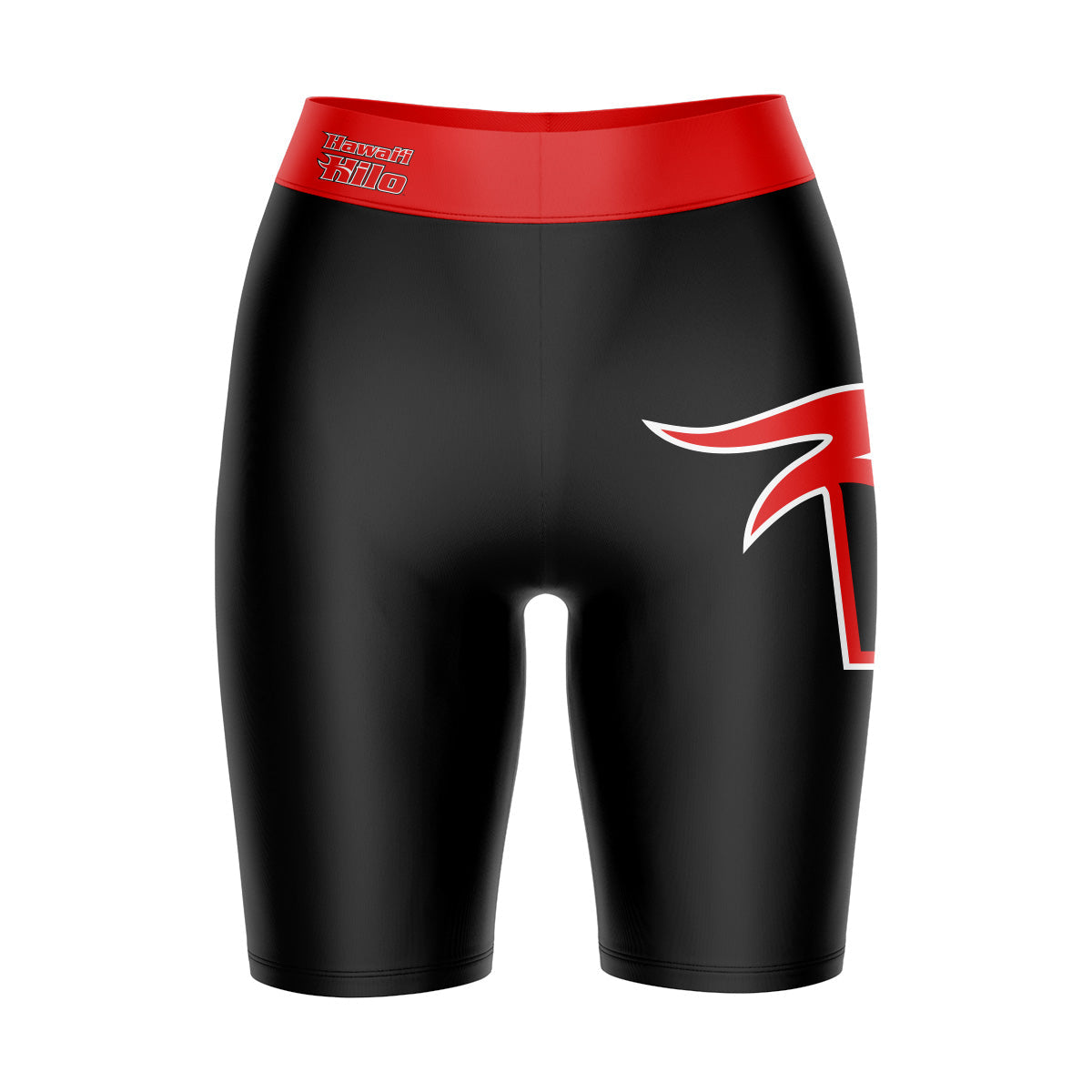 Hawaii Hilo Vulcans Vive La Fete Game Day Logo on Thigh and Waistband Black and Red Women Bike Short 9 Inseam"