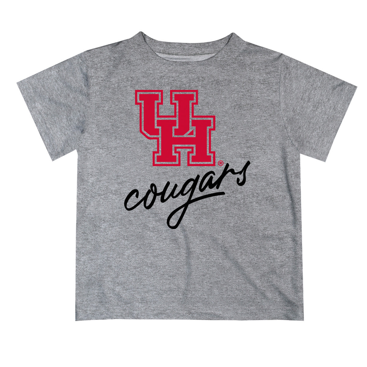 Houston Cougars Vive La Fete Script V1 Heather Gray Short Sleeve Tee Shirt