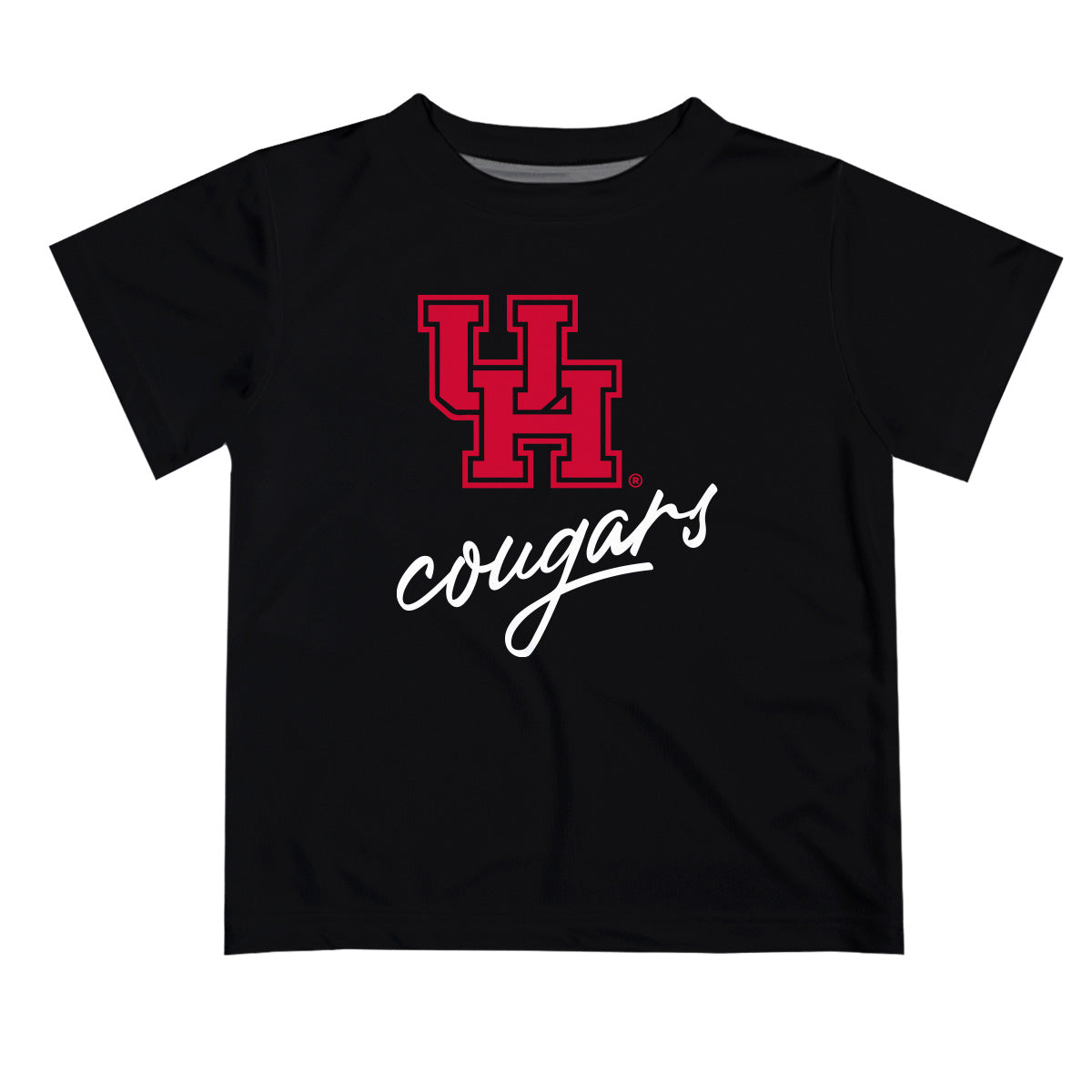 Houston Cougars Vive La Fete Script V1 Black Short Sleeve Tee Shirt