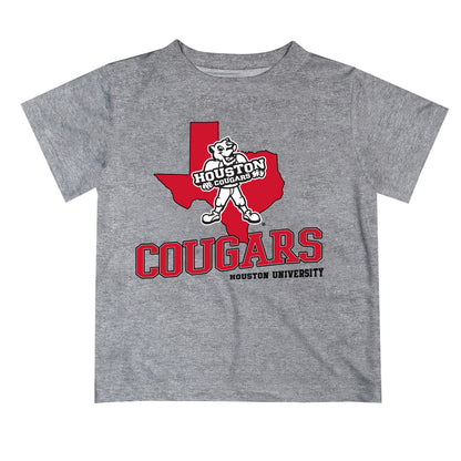 Houston Cougars Vive La Fete State Map Heather Gray Short Sleeve Tee Shirt