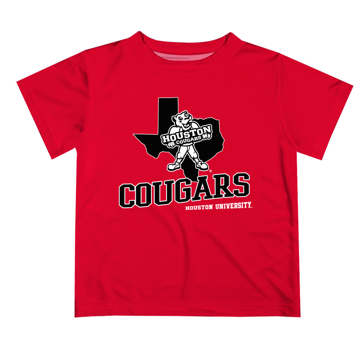 Houston Cougars Vive La Fete State Map Red Short Sleeve Tee Shirt