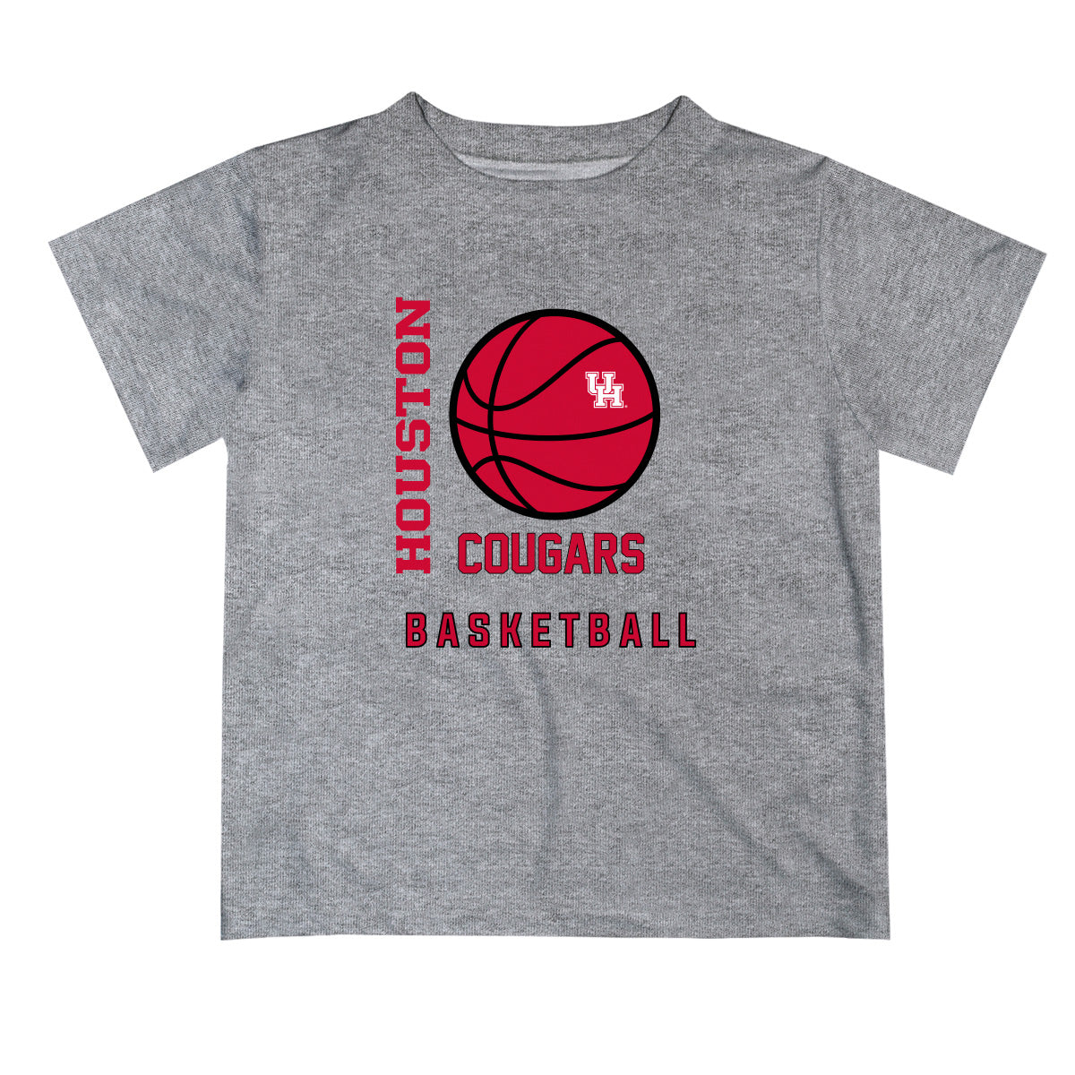 Houston Cougars Vive La Fete Basketball V1 Heather Gray Short Sleeve Tee Shirt