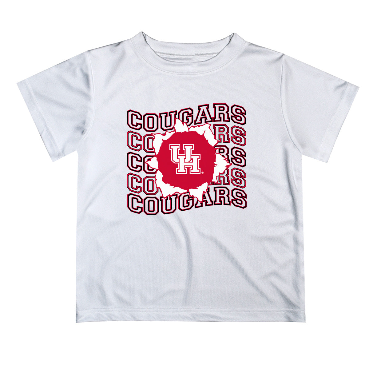 Houston Cougars Vive La Fete  White Art V1 Short Sleeve Tee Shirt