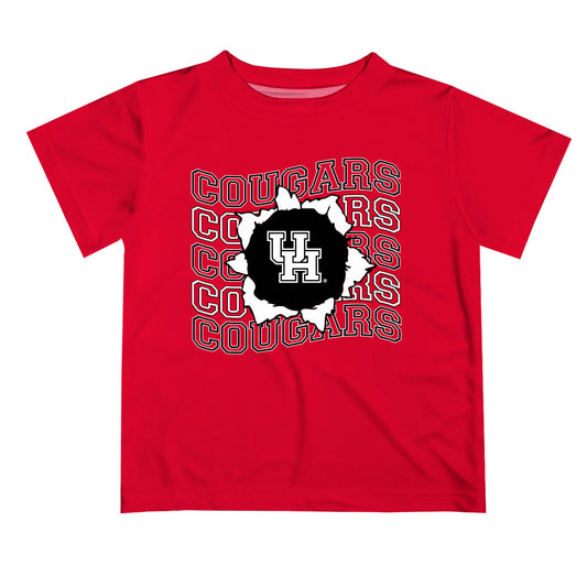 Houston Cougars Vive La Fete  Red Art V1 Short Sleeve Tee Shirt