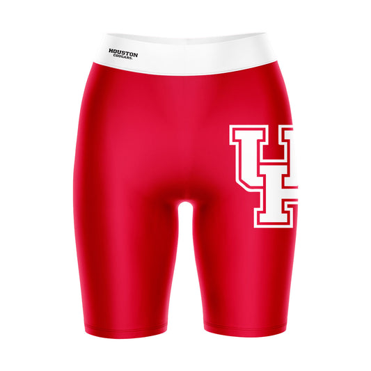 Houston Cougars Vive La Fete Game Day Logo on Thigh and Waistband Red and White Women Bike Short 9 Inseam