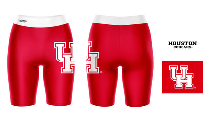 Houston Cougars Vive La Fete Game Day Logo on Thigh and Waistband Red and White Women Bike Short 9 Inseam