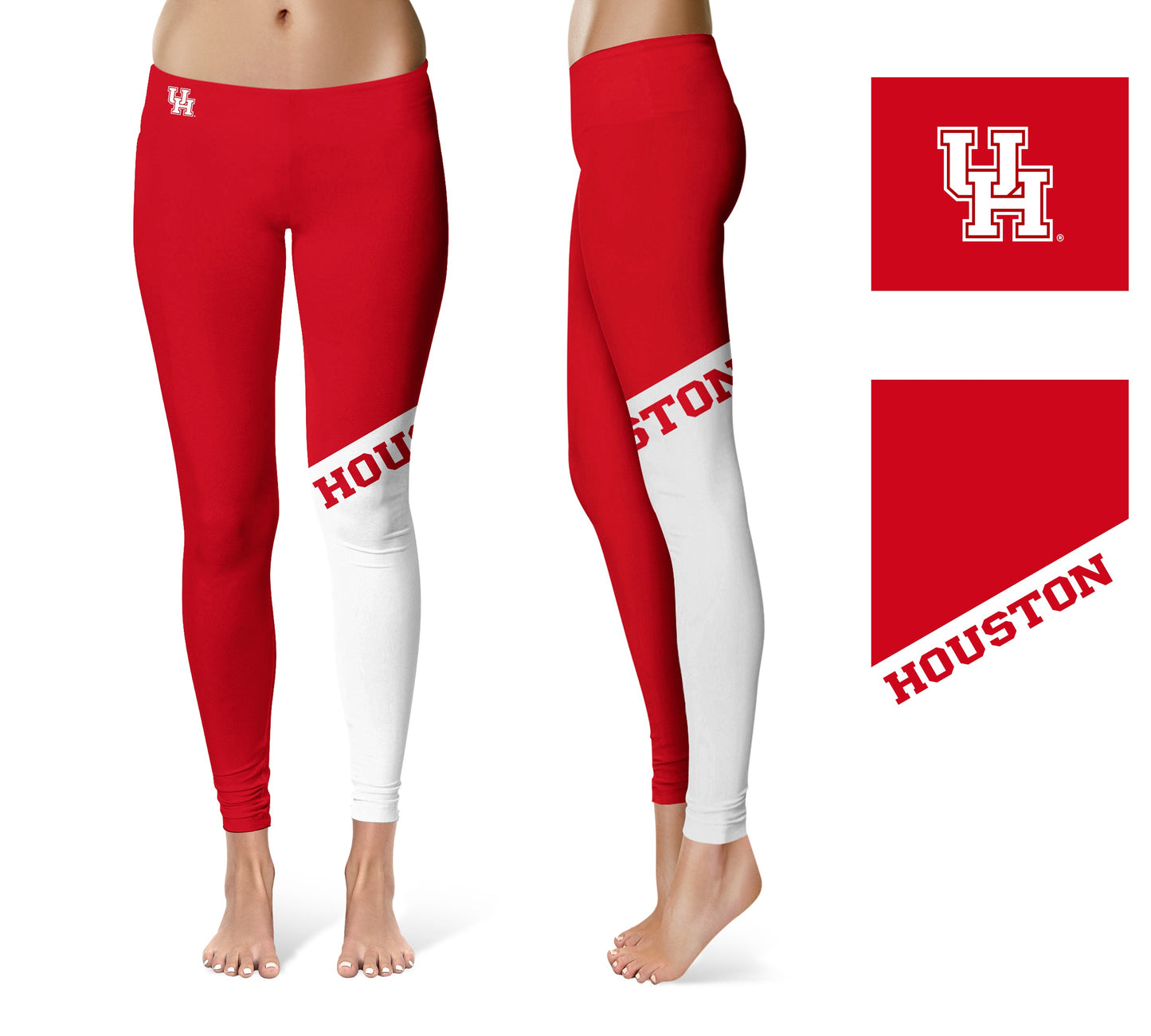 Houston Cougars Vive La Fete Game Day Collegiate Leg Color Block Women Red White Yoga Leggings