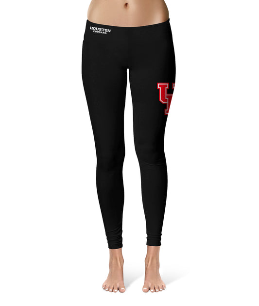 Houston Cougars Vive La Fete Game Day Collegiate Large Logo on Thigh Women Black Yoga Leggings 2.5 Waist Tights