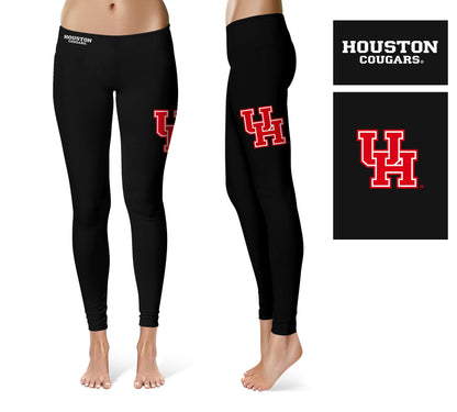 Houston Cougars Vive La Fete Game Day Collegiate Large Logo on Thigh Women Black Yoga Leggings 2.5 Waist Tights