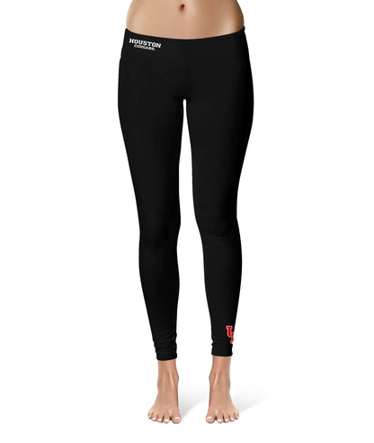 University of Houston Cougars Vive La Fete Game Day Collegiate Logo at Ankle Women Black Yoga Leggings 2.5 Waist Tights