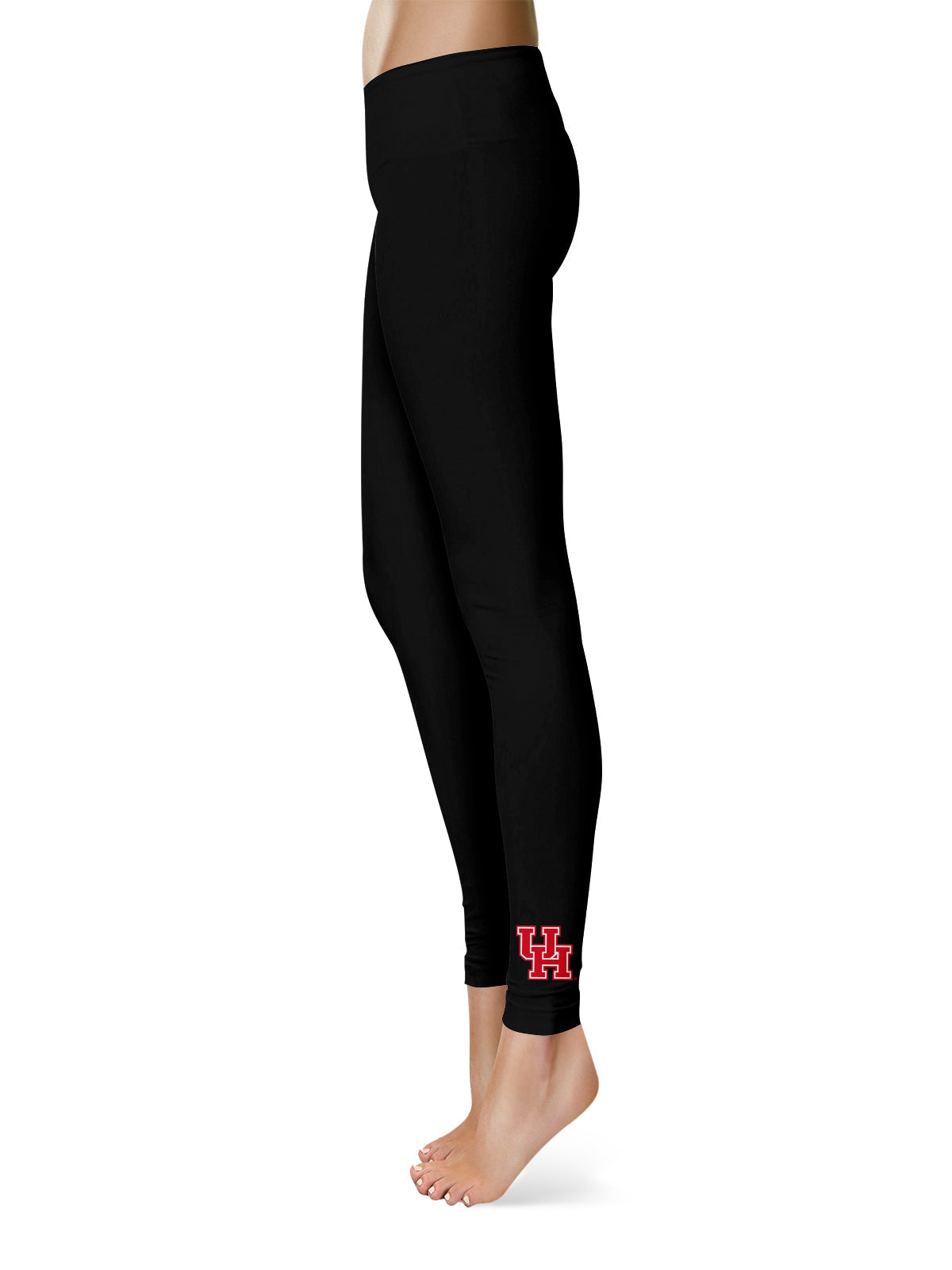 University of Houston Cougars Vive La Fete Game Day Collegiate Logo at Ankle Women Black Yoga Leggings 2.5 Waist Tights
