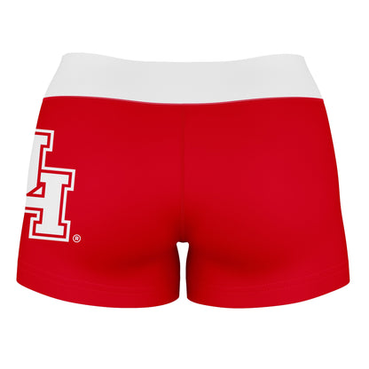 Houston Cougars Vive La Fete Logo on Thigh & Waistband Red White Women Yoga Booty Workout Shorts 3.75 Inseam - Vive La F̻te - Online Apparel Store