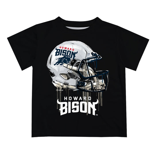 Howard University Bison Original Dripping Football Helmet Black T-Shirt by Vive La Fete