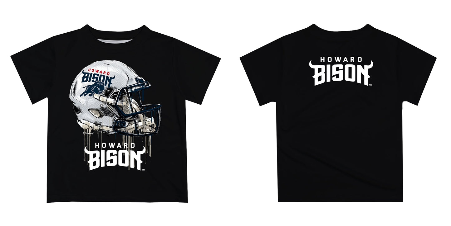 Howard University Bison Original Dripping Football Helmet Black T-Shirt by Vive La Fete