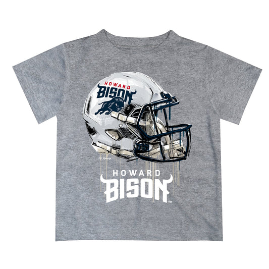 Howard University Bison Original Dripping Football Helmet Heather Gray T-Shirt by Vive La Fete