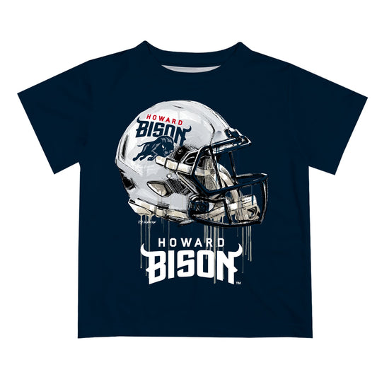 Howard University Bison Original Dripping Football Helmet Blue T-Shirt by Vive La Fete