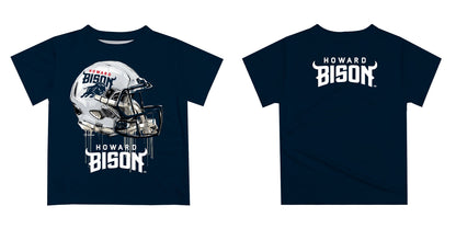 Howard University Bison Original Dripping Football Helmet Blue T-Shirt by Vive La Fete