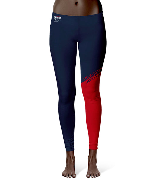 Howard University Bison Vive La Fete Game Day Collegiate Leg Color Block Women Blue Red Yoga Leggings