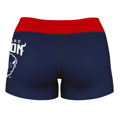 Howard Bison Vive La Fete Logo on Thigh & Waistband Blue Red Women Yoga Booty Workout Shorts 3.75 Inseam - Vive La F̻te - Online Apparel Store