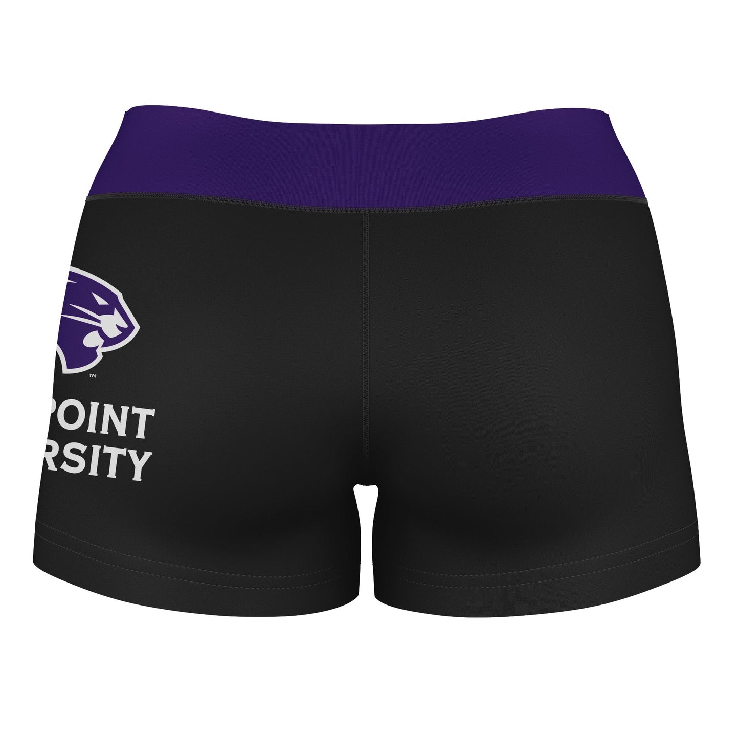 High Point Panthers Vive La Fete Logo on Thigh and Waistband Black & Purple Women Yoga Booty Workout Shorts 3.75 Inseam" - Vive La F̻te - Online Apparel Store