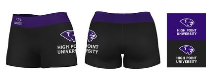 High Point Panthers Vive La Fete Logo on Thigh and Waistband Black & Purple Women Yoga Booty Workout Shorts 3.75 Inseam" - Vive La F̻te - Online Apparel Store