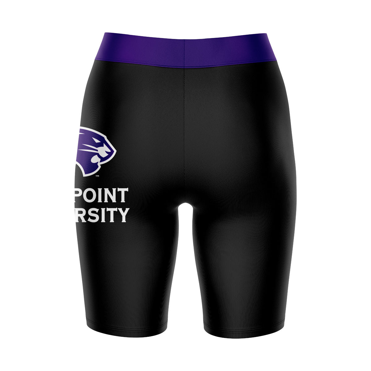 High Point Panthers Vive La Fete Game Day Logo on Thigh and Waistband Black and Purple Women Bike Short 9 Inseam"