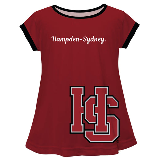 Hampden Sydney Big Logo Maroon Short Sleeve Girls Laurie Top by Vive La Fete