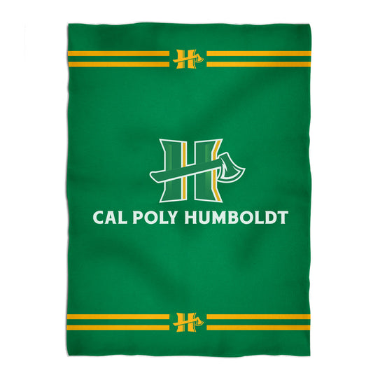 Cal Poly Humboldt Lumberjacks Game Day Soft Premium Fleece Green Throw Blanket 40 x 58 Logo and Stripes