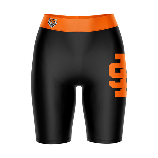 Idaho State Bengals ISU Vive La Fete Game Day Logo on Thigh and Waistband Black and Orange Women Bike Short 9 Inseam"