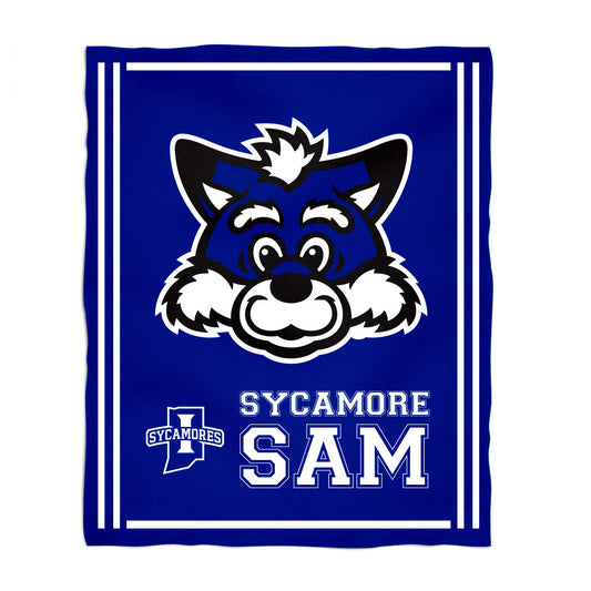 Indiana State Sycamores Kids Game Day Blue Plush Soft Minky Blanket 36 x 48 Mascot