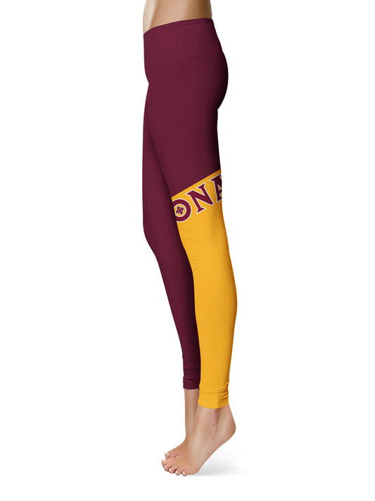 Mouseover Image, Iona Gaels Vive La Fete Game Day Collegiate Leg Color Block Women Maroon Gold Yoga Leggings
