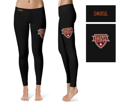 Iona College Gaels Vive La Fete Game Day Collegiate Large Logo on Thigh Women Black Yoga Leggings 2.5 Waist Tights