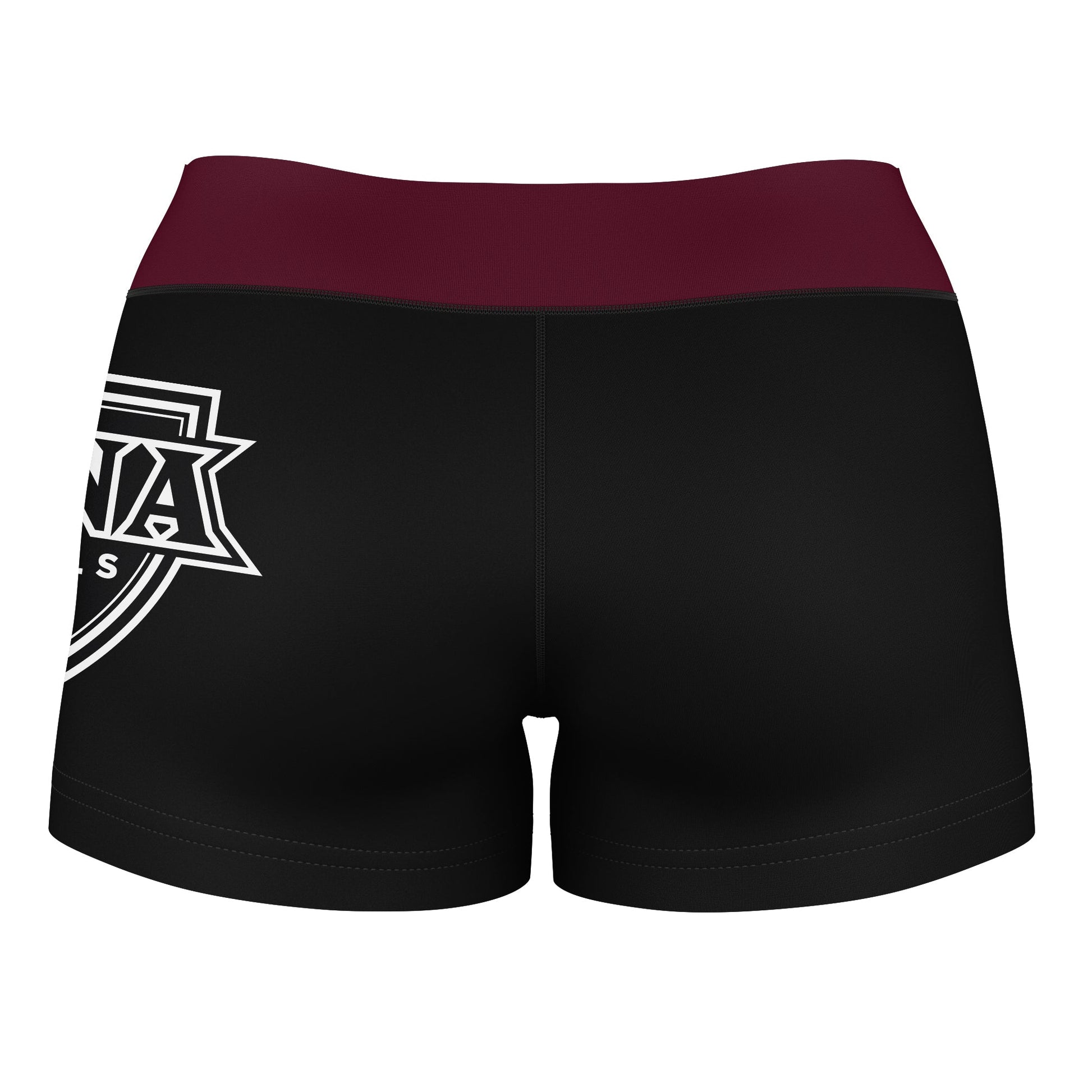 Iona Gaels Vive La Fete Logo on Thigh & Waistband Black & Maroon Women Yoga Booty Workout Shorts 3.75 Inseam - Vive La F̻te - Online Apparel Store